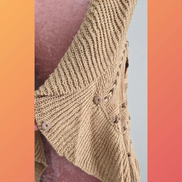 Designer Ralph Lauren Jute Viscose Vest Boho Lagenlook Size S - Picture 4 of 8